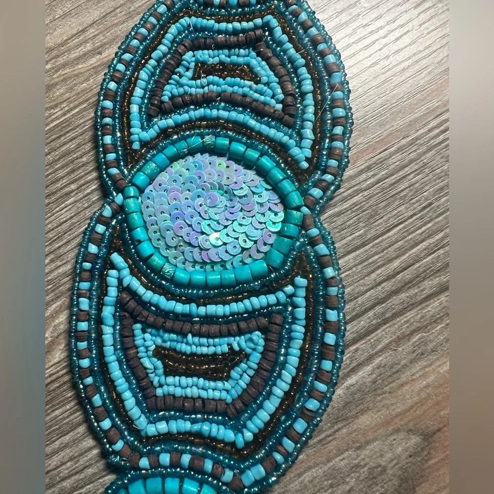 Clementina Beaded Turquoise Waist or Hip Tie Belt - New in Package Anthro-Style